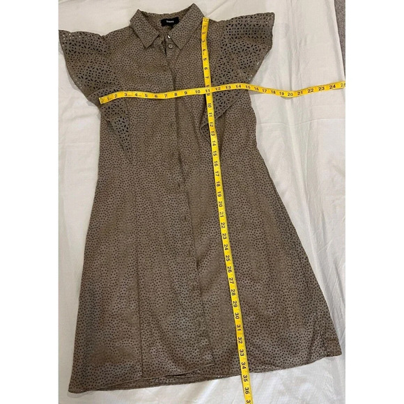 THEORY Button Down Ruffle  Eyelet Cotton Deess Size 8 With Slip - Picture 3 of 7